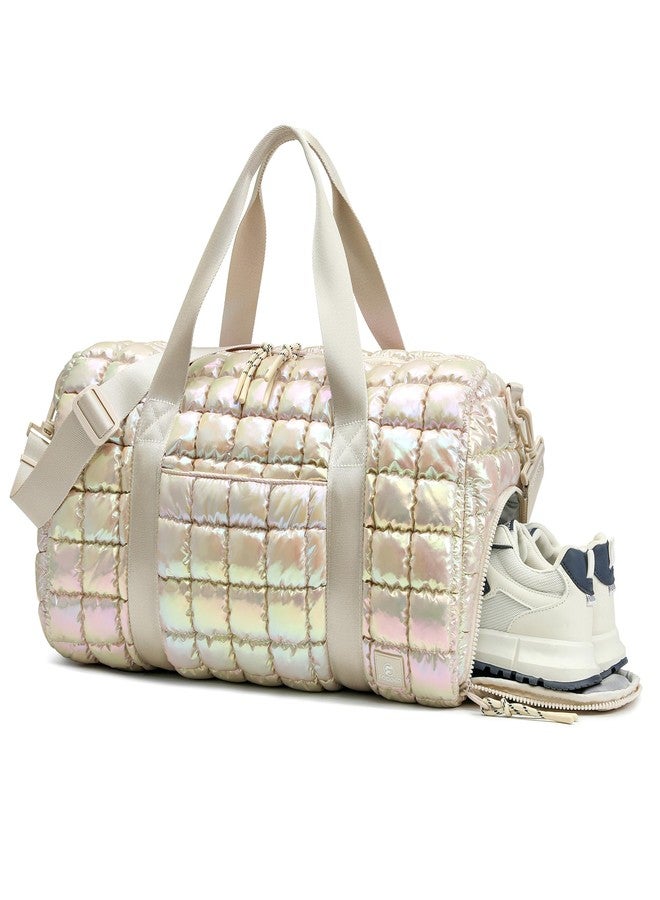 FODOKO Quilted Duffel Gym Bag for Women Dazzle, Mermaid - Image 1