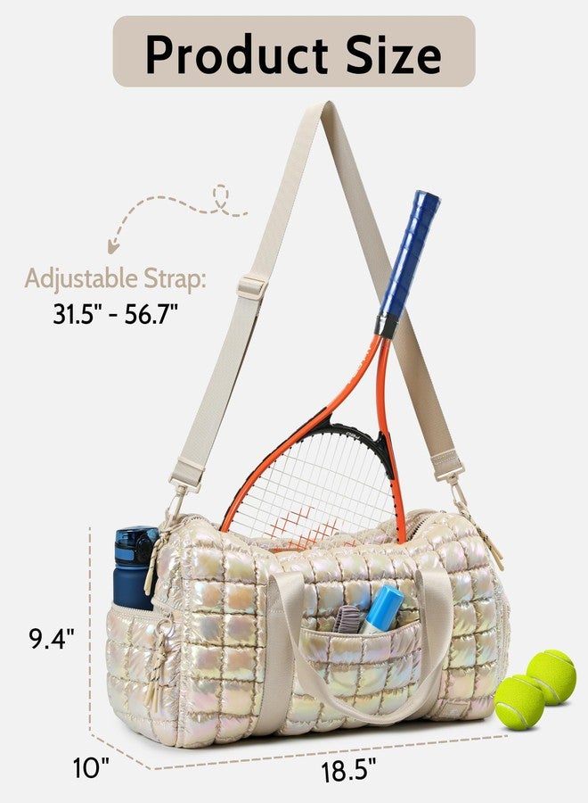 FODOKO Quilted Duffel Gym Bag for Women Dazzle, Mermaid - Image 3