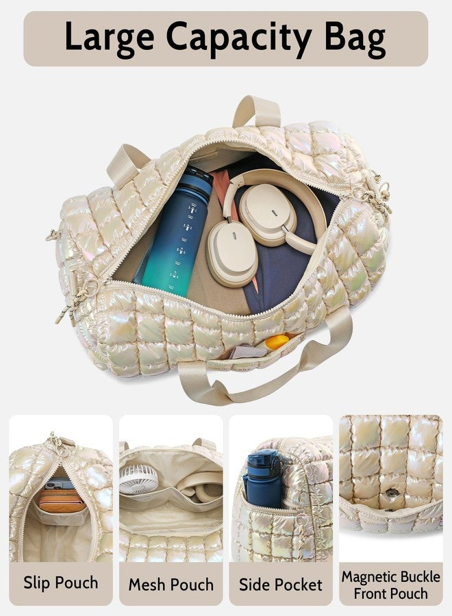 FODOKO Quilted Duffel Gym Bag for Women Dazzle, Mermaid - Image 4