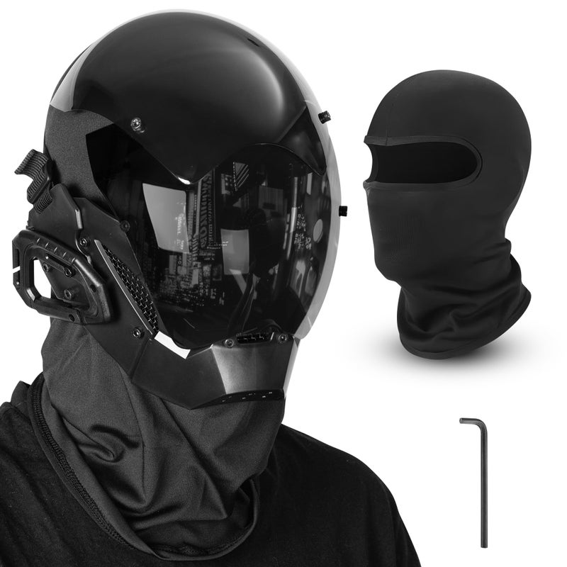 Zadin Punk Mask Cyber Costume, Halloween Adjustable Helmet Cosplay, Rave Futuristic Mask - Image 1