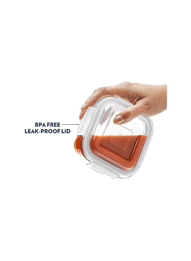 S-TOP SQUARE GLASS STORAGE CONTAINER WITH AIR TIGHT LID FOOD STORAGE CONTAINER MICROWAVE SAFE CONTAINER 320 ML - Image 2