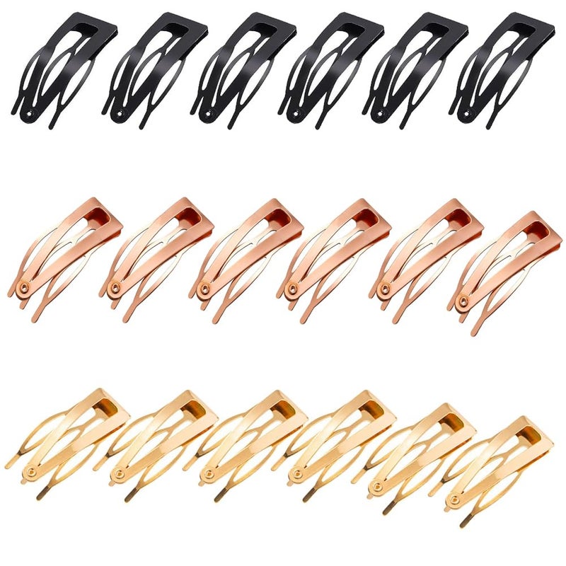 18 Pieces Snap Hair Clips 3 Prong Hair Clips Metal Snap Hair Clips Double Grip Hair Clips Hair Barrettes Hair Pins Hair Accessories for Women Girls Multicolor