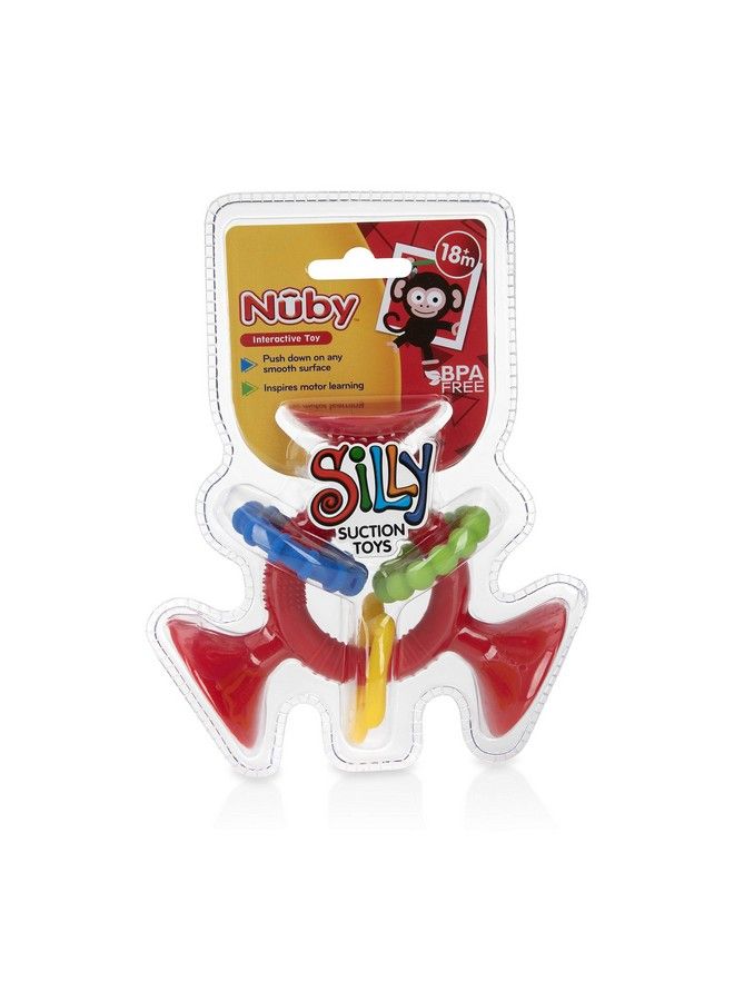 Nuby Silly Three Prong Interactive Suction Toy With Colorful Rings Red - Image 3