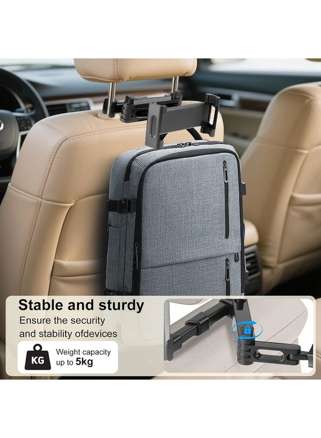 Black Car Rear Headrest Tablet Phone Holder Adjustable For 4 7 To 12 9 Inch Devices - Image 4