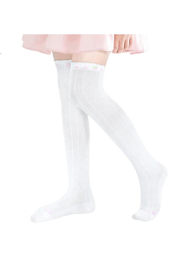 Barbie Children'S Mid-Calf Socks, Girls' Summer Thin Mesh Long Socks, Baby Over-Knee High Socks, Half-Leg Socks, White + Pink - Image 2