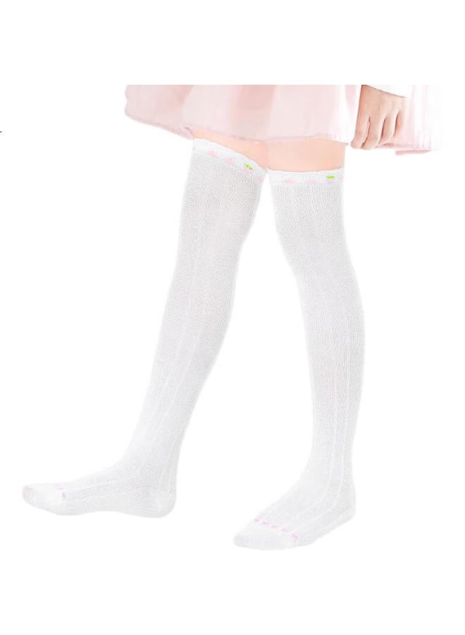 Barbie Children'S Mid-Calf Socks, Girls' Summer Thin Mesh Long Socks, Baby Over-Knee High Socks, Half-Leg Socks, White + Pink - Image 3