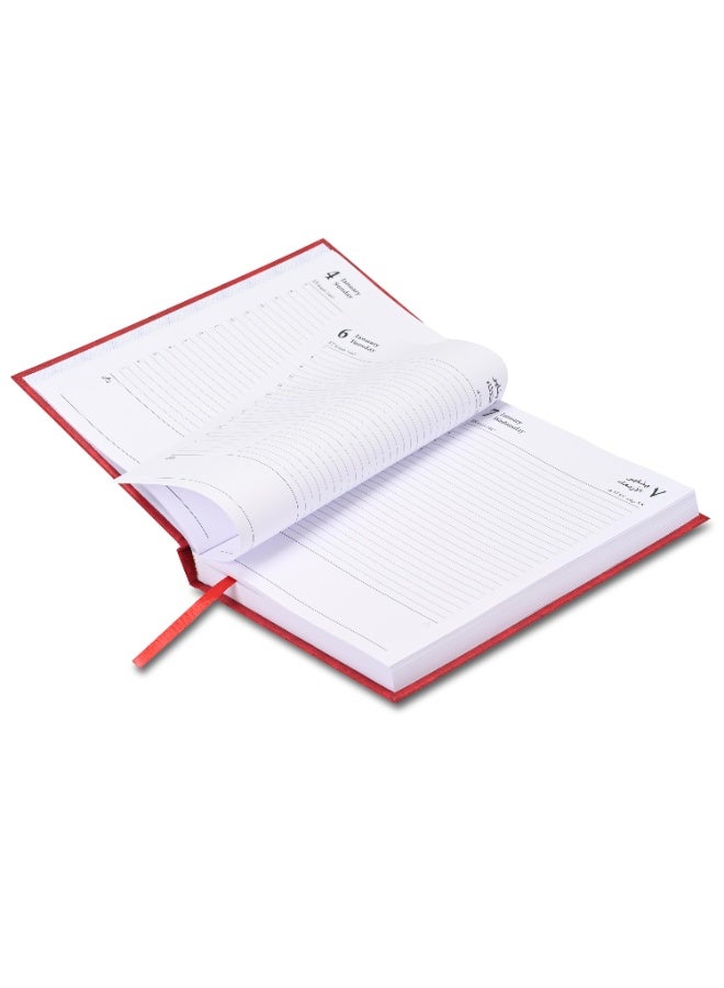 FIS 2026 Diary, A5 Size(148x210mm), Hard Cover Vinyl Materials, Arabic/English, 60gsm White Paper, Red Color - FSDI21AE26RE - Image 4