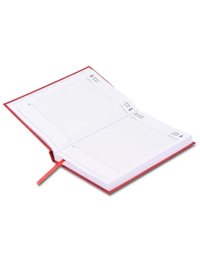 FIS 2026 Diary, A5 Size(148x210mm), Hard Cover Vinyl Materials, Arabic/English, 60gsm White Paper, Red Color - FSDI21AE26RE - Image 3