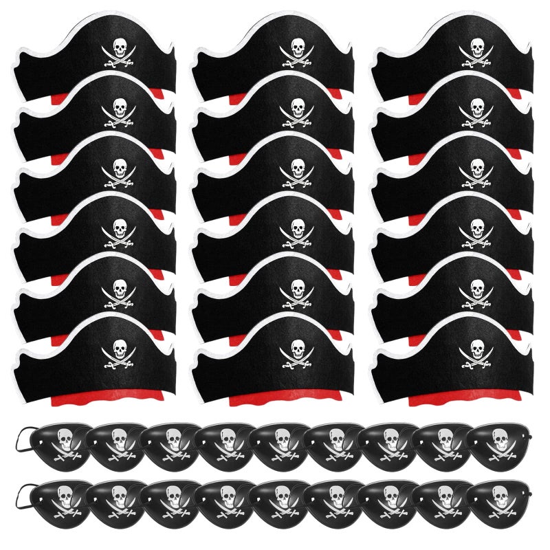 Legigo 36 Pcs Pirate Hat with Eye Mask Classic Costume Cap Accessories for Pirate Party Cosplay Caribbean Dress Black - Image 4