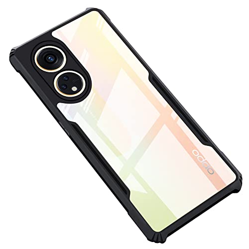 CEDO Backcover for Oppo Reno 8T (5G) | Camera Protection Shockproof Bumper-Edge | Acrylic Crystal Clear 360 Degree Protection TPU+PC | Transparent Eagle Back Case Cover (Black) - Image 1