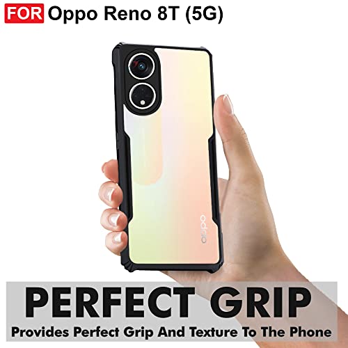 CEDO Backcover for Oppo Reno 8T (5G) | Camera Protection Shockproof Bumper-Edge | Acrylic Crystal Clear 360 Degree Protection TPU+PC | Transparent Eagle Back Case Cover (Black) - Image 3