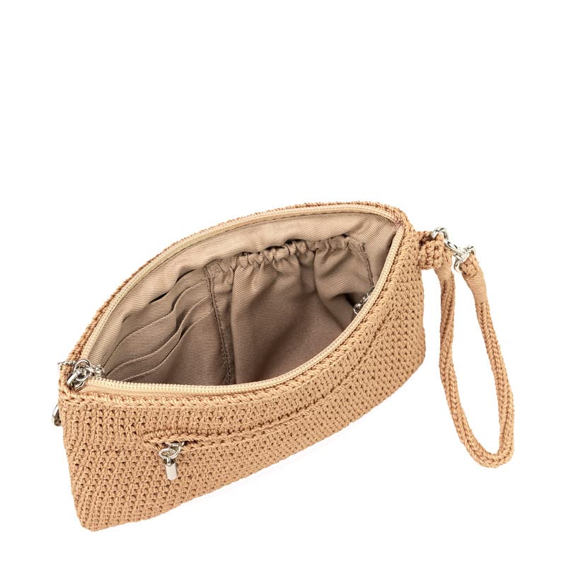 The Sak Vita Wristlet Purse - Small Hand Crochet Women's Clutch for Everyday & Travel - Mini Handbag With Card Slots & Zipper - Bamboo - Image 4