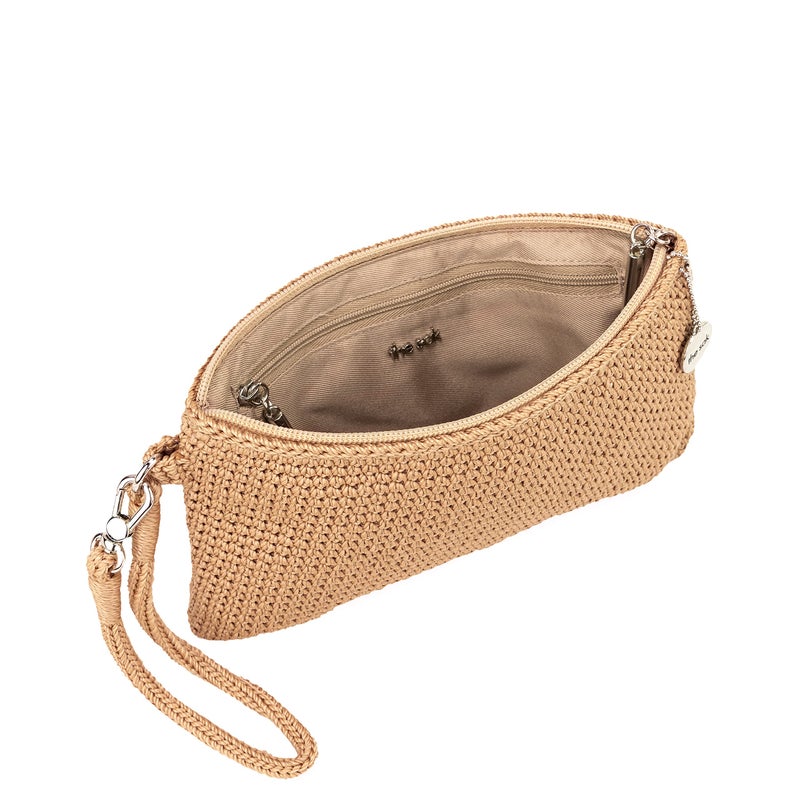The Sak Vita Wristlet Purse - Small Hand Crochet Women's Clutch for Everyday & Travel - Mini Handbag With Card Slots & Zipper - Bamboo - Image 3