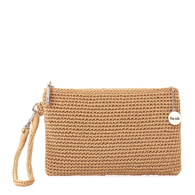 The Sak Vita Wristlet Purse - Small Hand Crochet Women's Clutch for Everyday & Travel - Mini Handbag With Card Slots & Zipper - Bamboo - Image 1