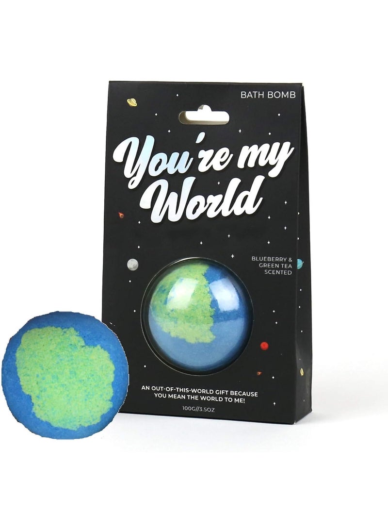 Gift Republic Gift Republic You are My World Bath Bomb Blueberry and Green Tea Scented Bath Bomb Gift Republic Earth Shaped Bath Time Fun Pampering Gift 