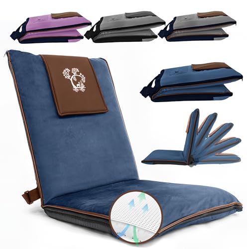 Adjustable Japanese Floor Chair with Back Support for Adults Premium Meditation Chair for Seating Yoga Gaming Folding Backjack Floor Chair with 6 Recline Positions Thick Padding Vegan Leather