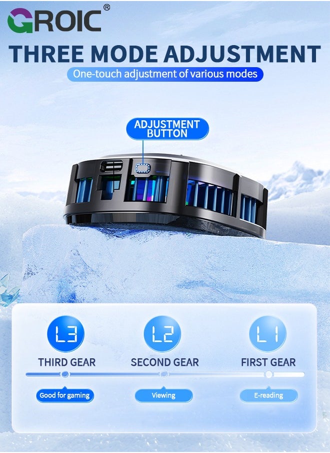 GROIC Black Magnetic Cell Phone Cooler, RGB Phone Cooling Fan Portable Lightweight Mobile Phone Cooling Fan, Phone Radiator with Larger Cooling Area for Phone/Tablet/IPad  - Image 3