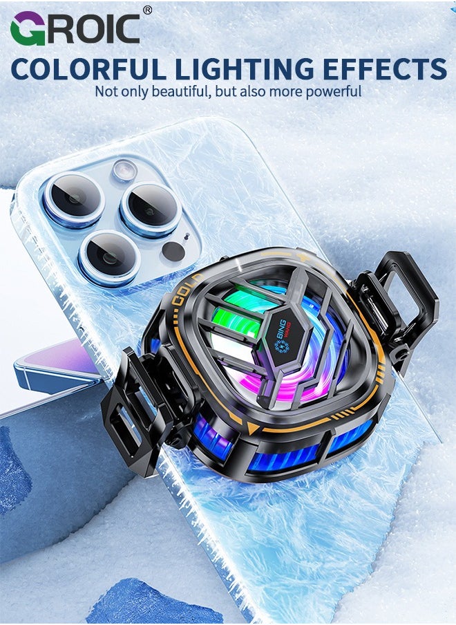 GROIC Black Magnetic Cell Phone Cooler, RGB Phone Cooling Fan Portable Lightweight Mobile Phone Cooling Fan, Phone Radiator with Larger Cooling Area for Phone/Tablet/IPad  - Image 4