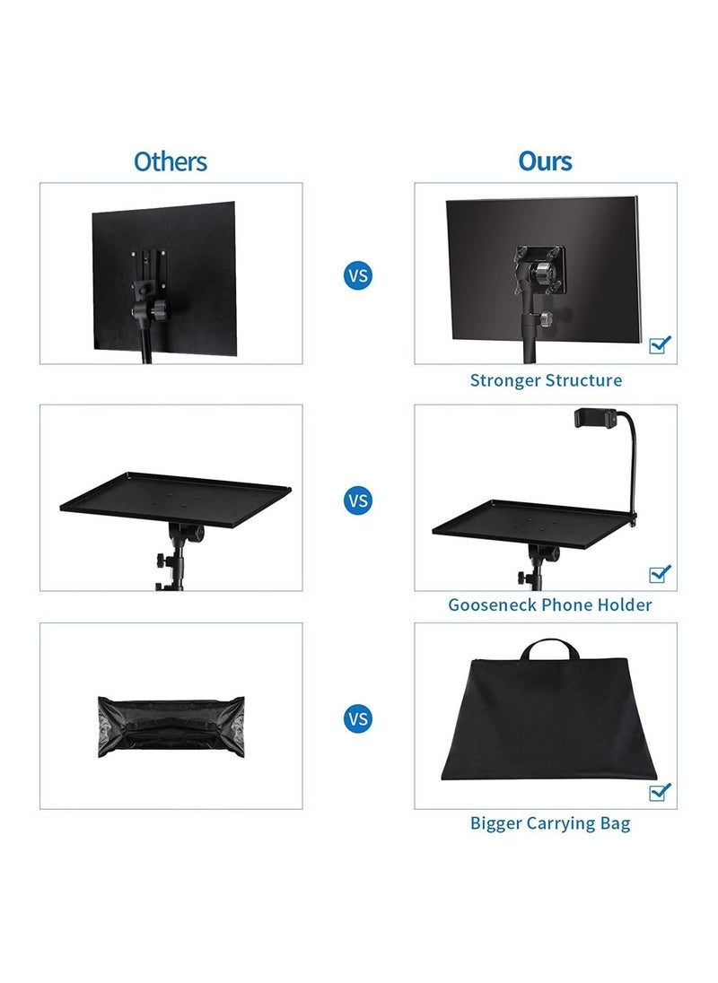 Projector stand, Laptop stand Tripod Adjustable Height 17.7 to 47.2 Inch with Gooseneck Phone Holder, Portable Projector Stand Tripod for Outdoor Movies-Detachable Computer DJ Racks Holder Mount - Image 2
