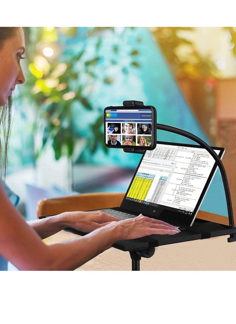 Projector stand, Laptop stand Tripod Adjustable Height 17.7 to 47.2 Inch with Gooseneck Phone Holder, Portable Projector Stand Tripod for Outdoor Movies-Detachable Computer DJ Racks Holder Mount - Image 4