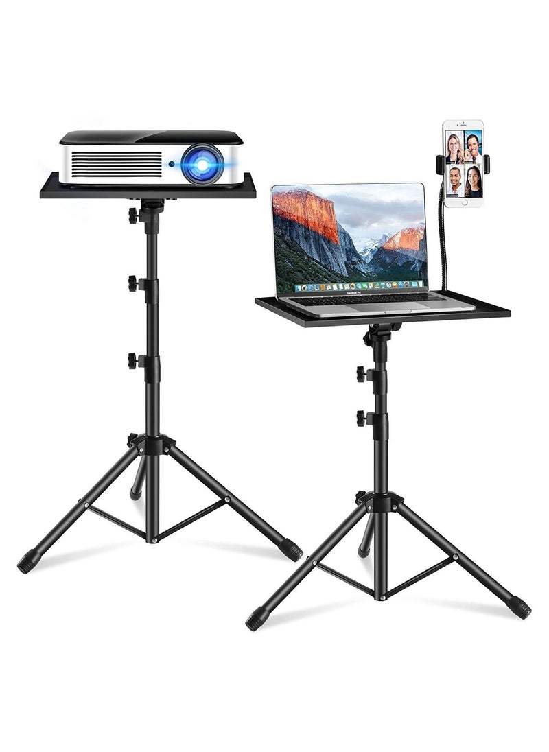 Projector stand, Laptop stand Tripod Adjustable Height 17.7 to 47.2 Inch with Gooseneck Phone Holder, Portable Projector Stand Tripod for Outdoor Movies-Detachable Computer DJ Racks Holder Mount - Image 1