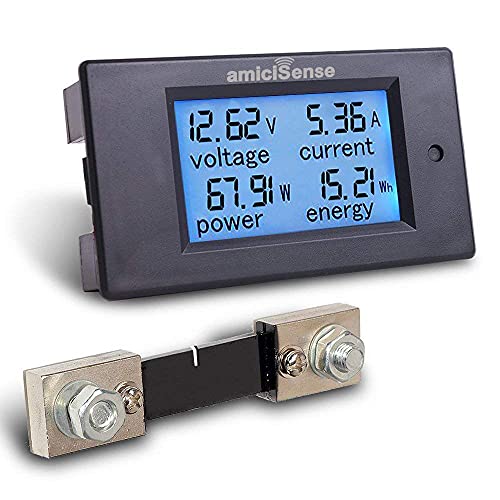 amiciSense DC Energy Meter 4 in 1, 6.5V-100V 100A (10kW) Power Meter Digital Display with Blue Back Light (DC 10KW Energy Meter), Corded Electric - Image 1