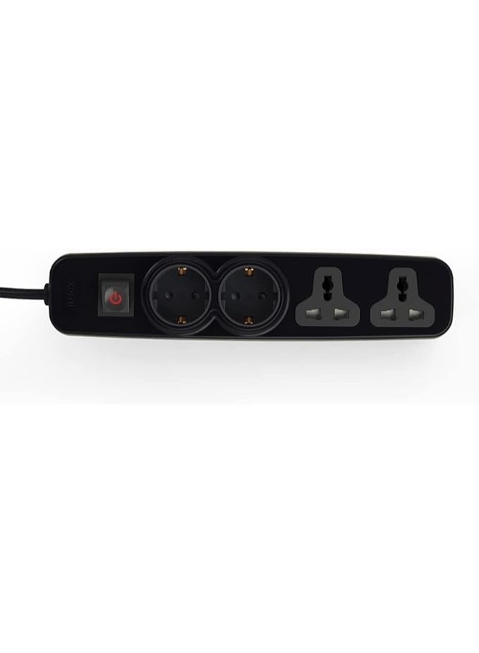 iLOCK power strip 4 outlets (2 schuko sockets + 2 universal sockets) (black) - Image 2