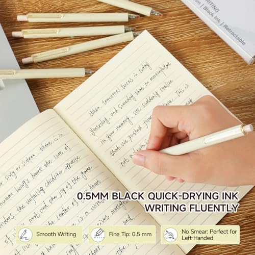 RIANCY Aesthetic pens Black Ink Pens Cream Pen Fine Point Smooth Writing Pens, High-End Series Pens for Journaling Note Taking, Cute Office School Supplies Gifts for Women Men - Image 2