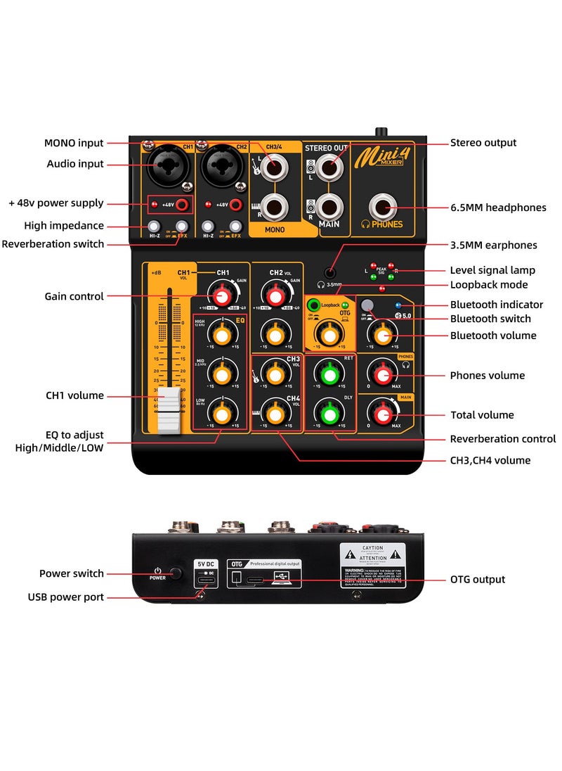 Generic - Mini Four Way mixing console with OTG effect Live Broadcast Sound Card - Image 1