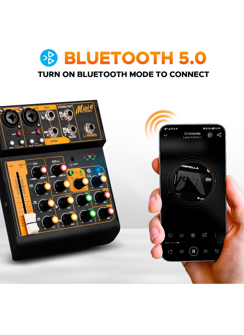Generic Mini Four Way mixing console with OTG effect Live Broadcast Sound Card  - Image 3