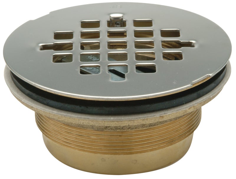 Zurn FD2275-BR2 Brass No-Caulk Shower Stall Drain with Stainless Steel Strainer, 2" - Image 2