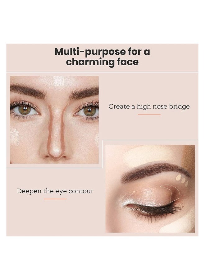 2 PCS Contour Highlighter Stick with Brush - Waterproof Bronzer Pen for Face Brightening, Longwear Highlighting Shades Pencil (03 & 04) for Perfect Highlighting and Shaping. - Image 2