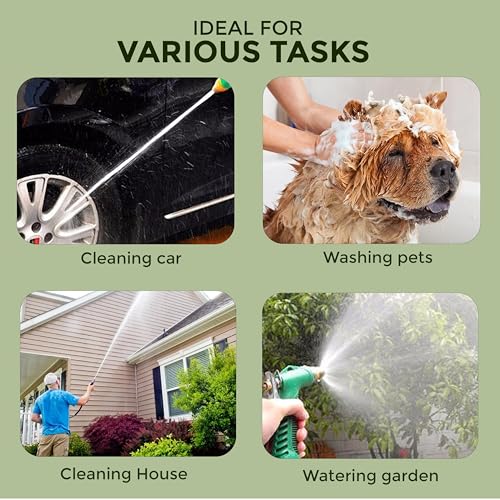 ROOTS & LEAF High-Pressure Garden Water Spray Gun � 4 Adjustable Spray Patterns | Hands-Free Operation, Durable Brass Nozzle for Car Washing, Plant Watering, and Pet Cleaning - Pack of 2 - Image 2