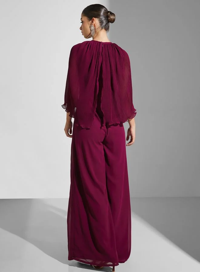 Virgos Lounge Plisse Wide Leg Jumpsuit