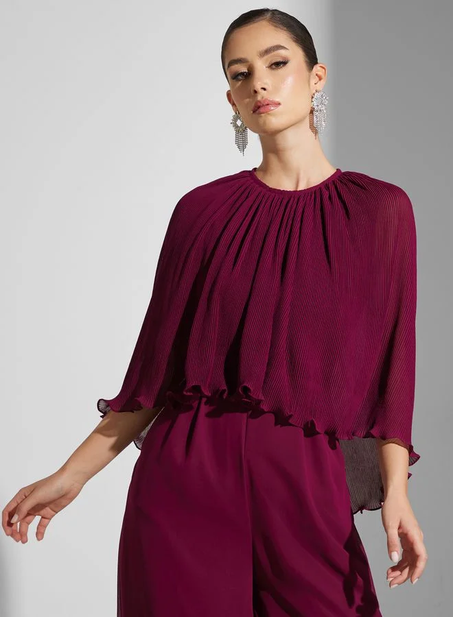 Virgos Lounge Plisse Wide Leg Jumpsuit