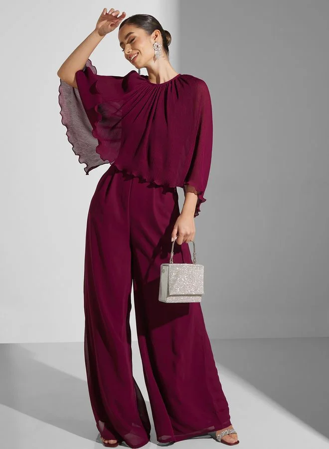 Virgos Lounge Plisse Wide Leg Jumpsuit
