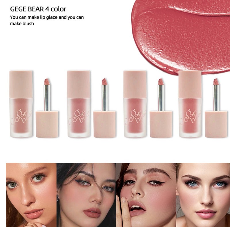 Gege bear Soft Fog Smooth Multi-Use Lipstick Cream 3g 3-in-1 Lip Tint Blush Eyeshadow Long Lasting Non-Drying Makeup for Women 04 Haruno rose - Image 3