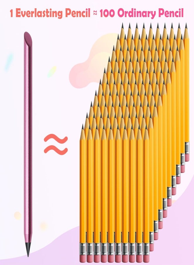 Windspeed 4+9 Pack Metal Inkless Pencil Eternal, Reusable Everlasting Pencil with Eraser and 8 Pcs Replaceable Nibs - Image 5
