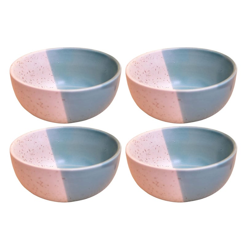 Kunhar Ceramic Dessert Bowls 200 ML 4 Pieces White Dusty Blue - Image 1