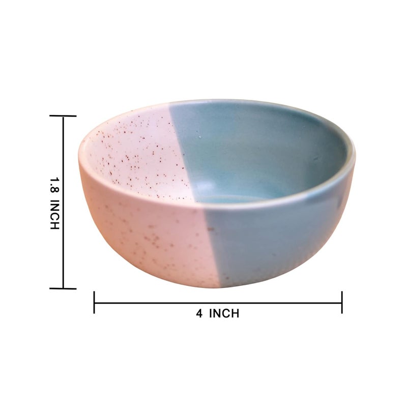 Kunhar Ceramic Dessert Bowls 200 ML 4 Pieces White Dusty Blue - Image 2