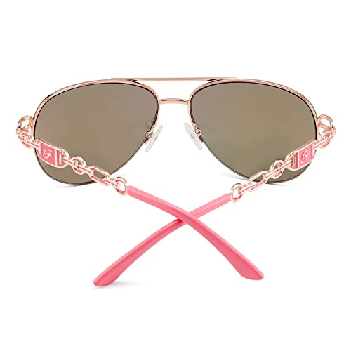 FENCHI Classic Aviator Sunglasses for Women Mirrored Lens Chain Arms Half Rim Metal Frame Sun Glasses UV 400 Protection 60mm - Image 2