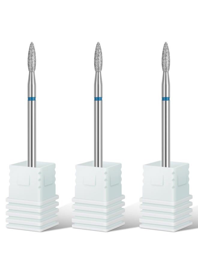 Rolybag Cuticle Nail Drill Bits Flame Shape Cuticle Drill Bit for Nail Diamond Drill Bit 3/32” Professional Safety Cuticle Clean Drill for Electric Remove Cuticle Dead Skin Manicure Tools (Medium) - Image 1