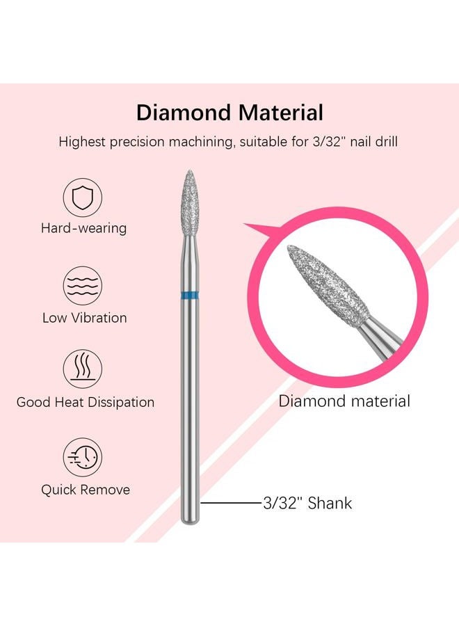 Rolybag Cuticle Nail Drill Bits Flame Shape Cuticle Drill Bit for Nail Diamond Drill Bit 3/32” Professional Safety Cuticle Clean Drill for Electric Remove Cuticle Dead Skin Manicure Tools (Medium) - Image 3
