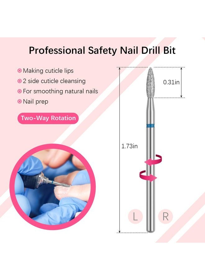 Rolybag Cuticle Nail Drill Bits Flame Shape Cuticle Drill Bit for Nail Diamond Drill Bit 3/32” Professional Safety Cuticle Clean Drill for Electric Remove Cuticle Dead Skin Manicure Tools (Medium) - Image 2