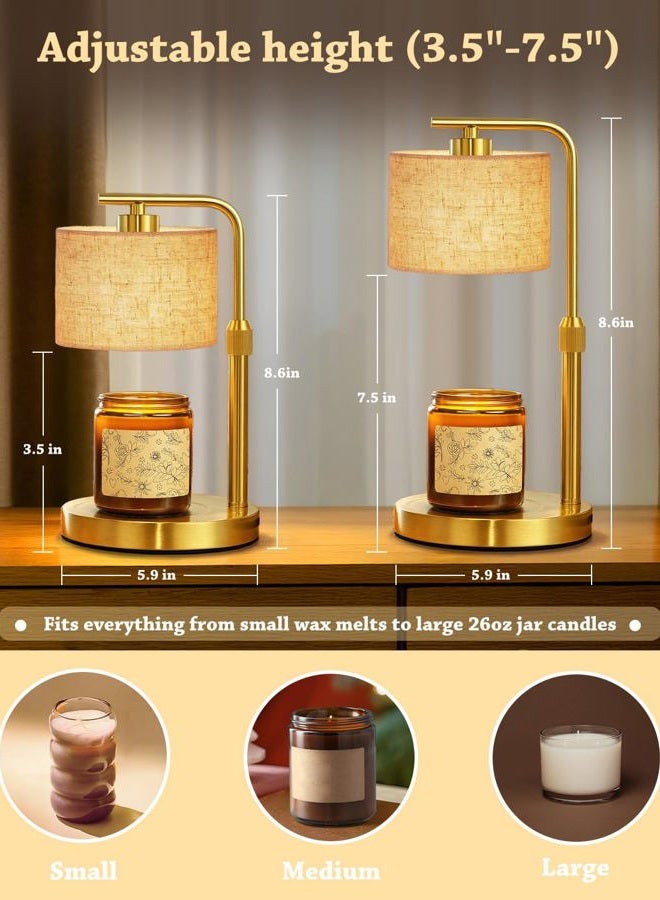 FUNNYBEHOM Candle Warmer Lamp with Timer Dimmer, Height Adjustable Candle Wax Warmer Candle Lamp for Jar Candles with 2 Bulbs, House Warming Gift for Home Room Decor, Birthday Gifts for Women Mom (Gold) - Image 3