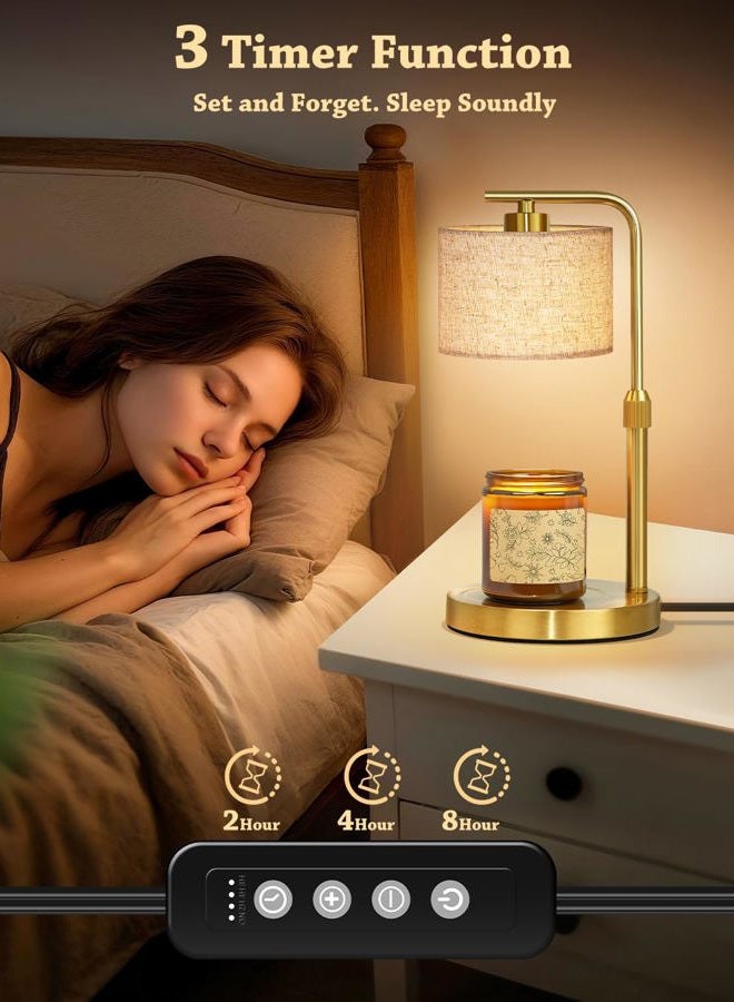 FUNNYBEHOM Candle Warmer Lamp with Timer Dimmer, Height Adjustable Candle Wax Warmer Candle Lamp for Jar Candles with 2 Bulbs, House Warming Gift for Home Room Decor, Birthday Gifts for Women Mom (Gold) - Image 2