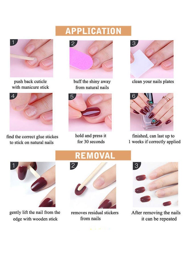 NIBEMINENT 24-Piece Removable False Nails Set Grey/Blue - Image 5