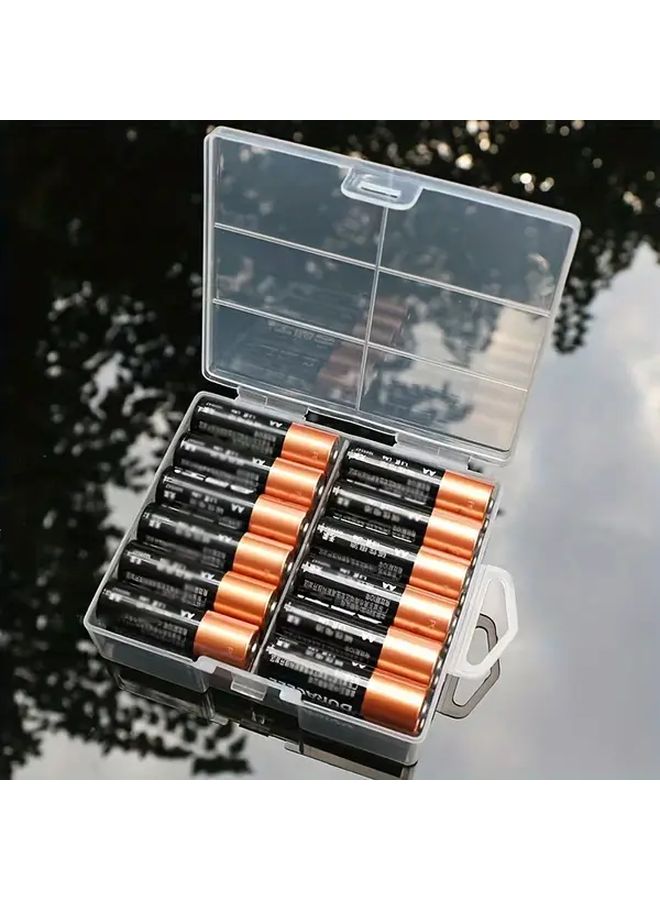 AA Battery Storage Box Transparent Plastic 24 Cell With Safety Compartment - Image 1