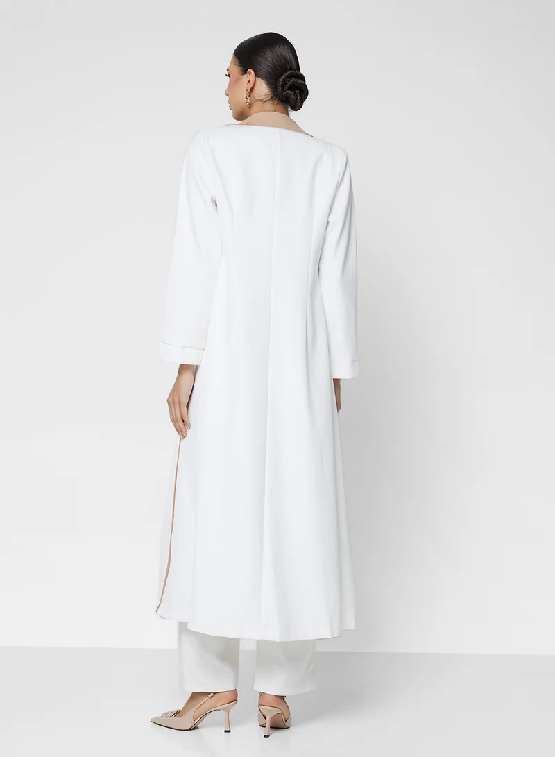خزانة Abaya With Contrast Toned Lapel