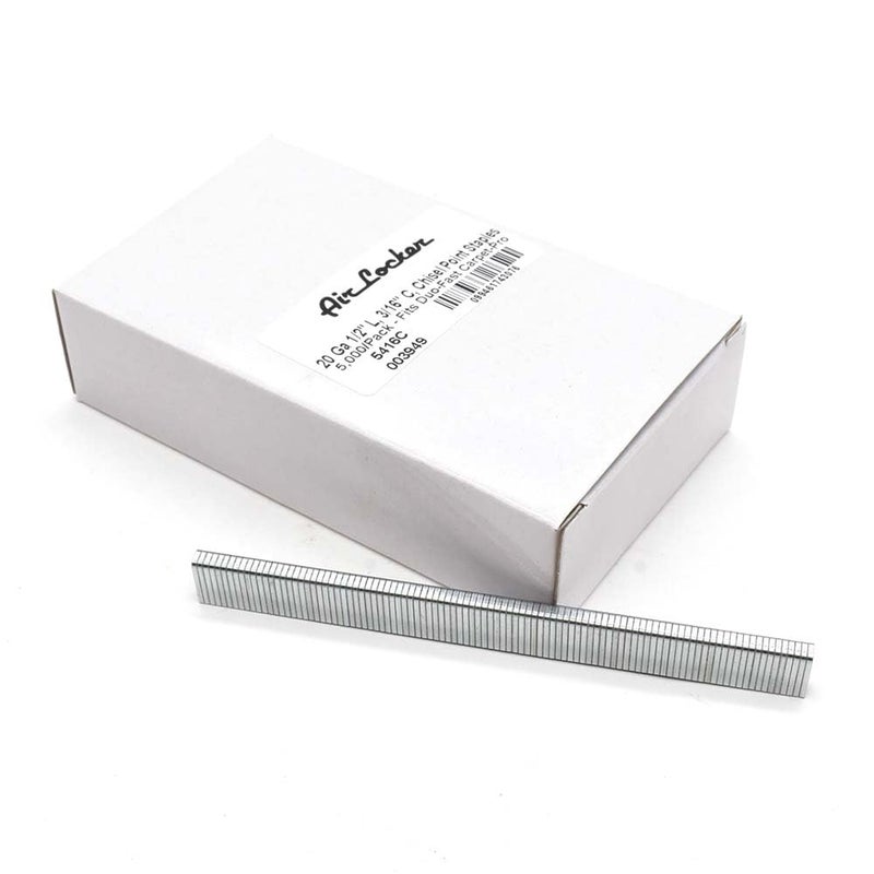 Air Locker 5416C 20 Gauge 12Inch Length 316Inch Crown Chisel Point Staples 5000Pack Compatible With DuoFast CarpetPro Replaces OEM 5416C